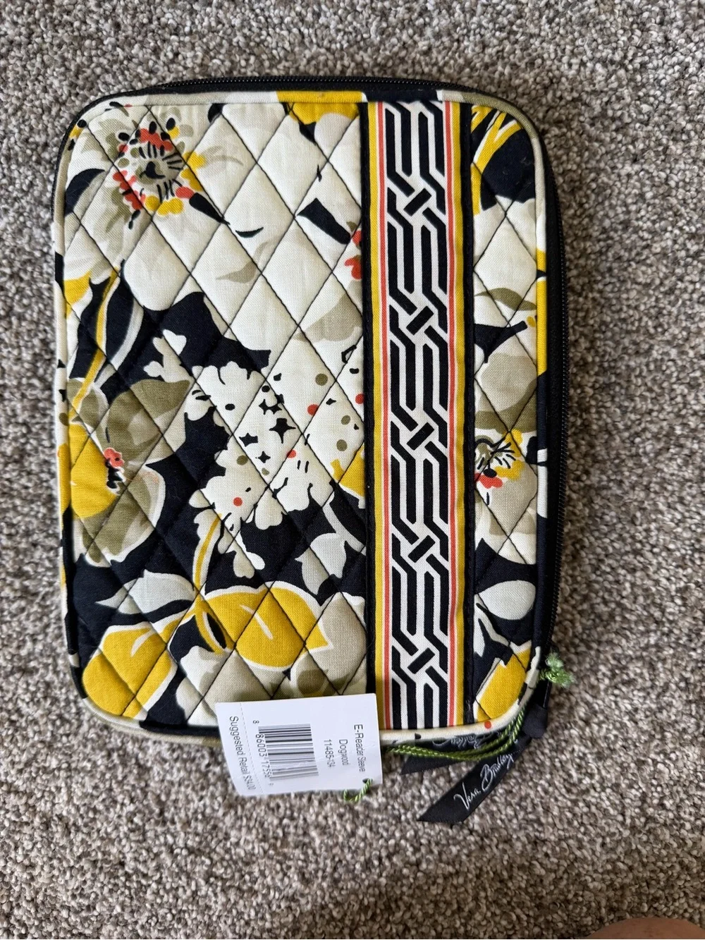 NWT Vera Bradley Yellow Floral Quilted e-reader Sleeve